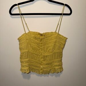 Free People Yellow Smocked Camisole